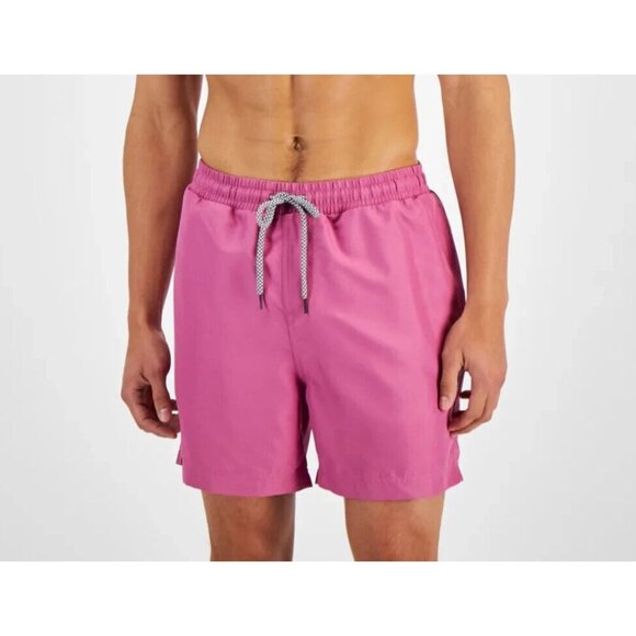 I.N.C. Men's NEW Solid Fiery Pink 5" Quick Dry Swim Shorts Trunks S Small - Picture 2 of 2